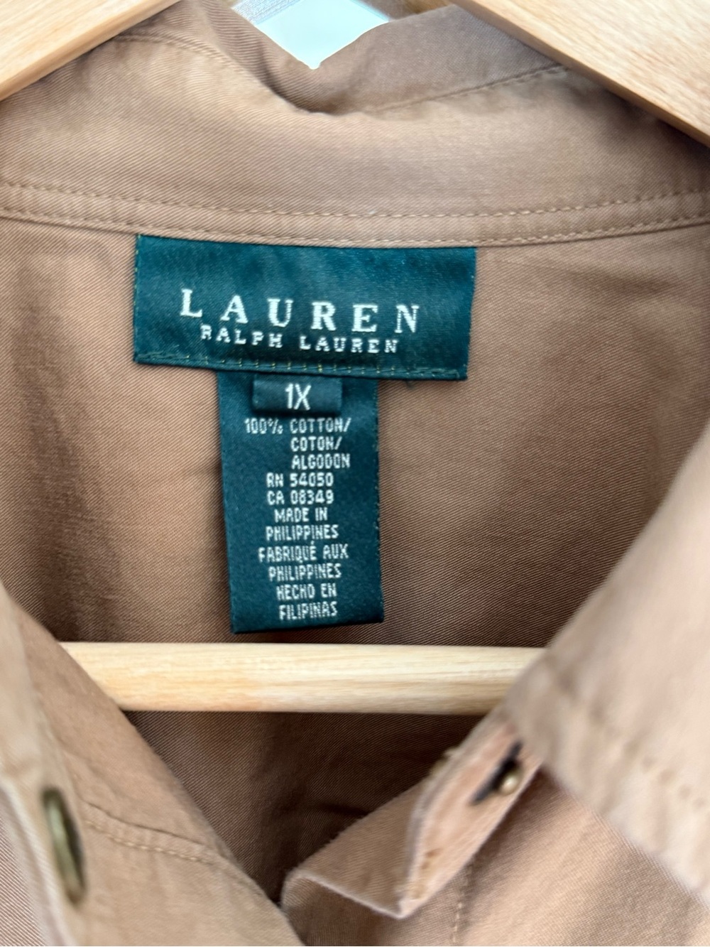 Lauren Ralph Lauren Safari Utility Shirt Brown Suede Elbow Patches